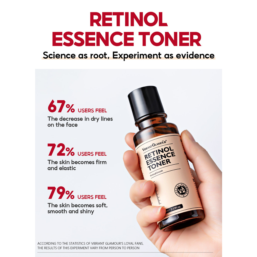 VIBRANT GLAMOUR Toner Retinol Ganda 100ml Mengencangkan Mengangkat Garis Halus Perawatan Kulit Tahan Lama