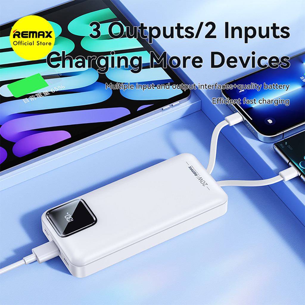 REMAX RPP-513 Powerbank Wireless 20000mAh PD 20W + QC 22.5W Fast Charging with LED Indikator Garansi