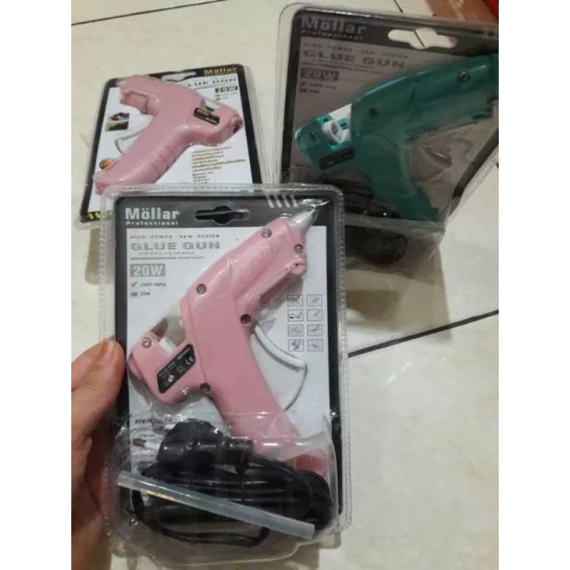 GLUE GUN 20 WATT MOLLAR BONUS REFILL ISI ULANG LEM TEMBAK