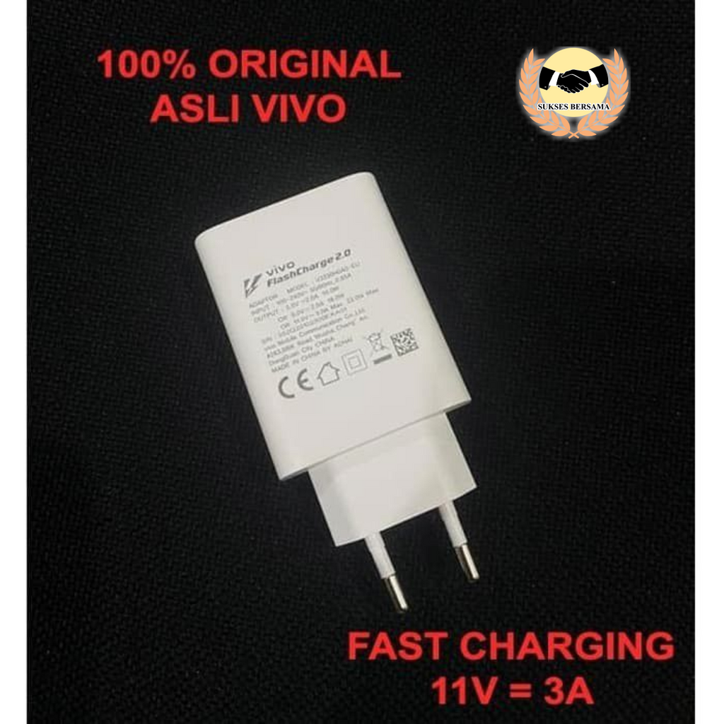 BATOK ADAPTER / KEPALA CHARGER VIVO 33WATT ORIGINAL 100% FAST CHARGER Vivo y91 y93 y95 y91c y71 y81 y83 y20 y30 y50 y01 y02 y16 y22 y35 y12 y15 y17 y19 v11 V11pro v15 V15pro v19 v20 v21 v23 V25 v27 v27e Z1pro S1pro x30 x50 x60 pro x70 pro BSB8024