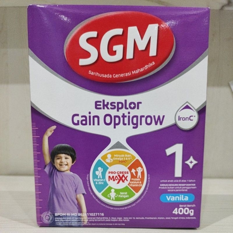 SGM EKSPLOR GAIN OPTIGROW 1+  400 gram Vanila 1 Tahun keatas