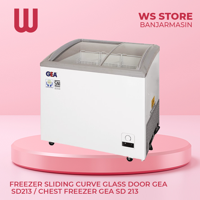 Freezer Sliding Curve Glass Door Gea SD213 / Chest Freezer Gea SD 213