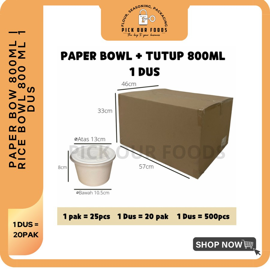 1 DUS PAPER BOWL 650ML / PAPER BOWL 800ML | RICE BOWL 600 ML / PAPER CUP 800 ML