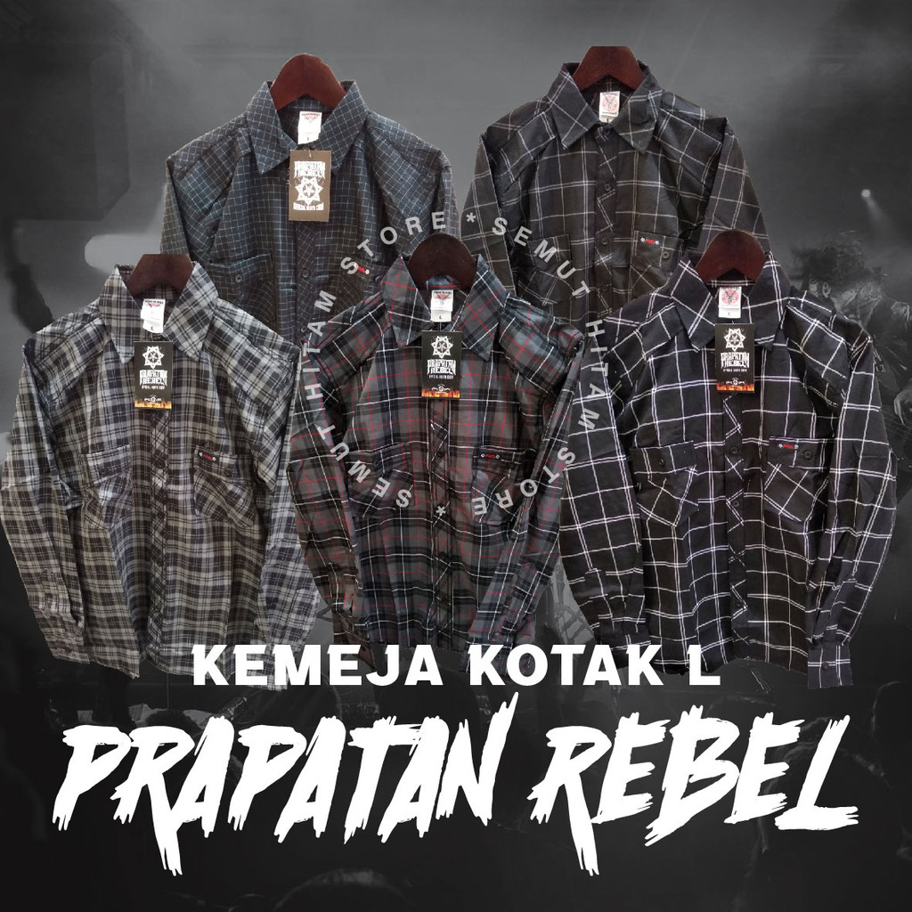 Prapatan Rebel Kemeja Kotak Hem Kotak Akrilik Prapatan Rebel ORIGINAL
