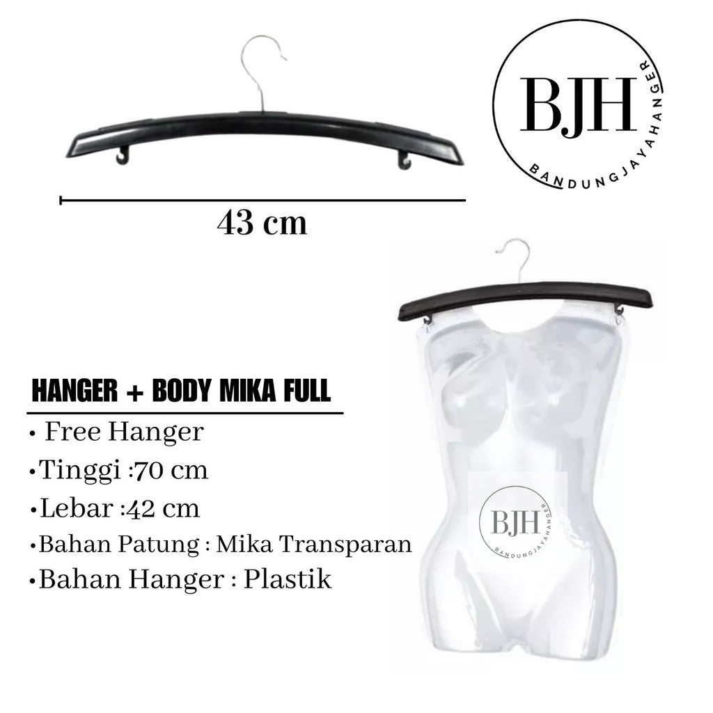 Body mika full + gantungan harga per bh