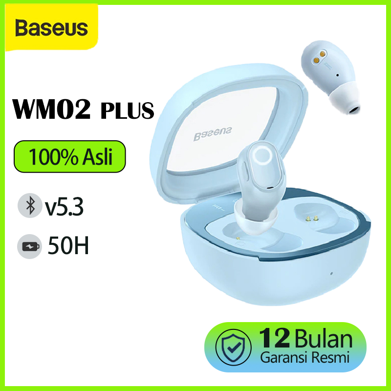 [ORI REAL STOCK]BASEUS WM02 plus TRUE WIRELESS BLUETOOTH EARPHONE MINI EARBUDS TWS -v5.3