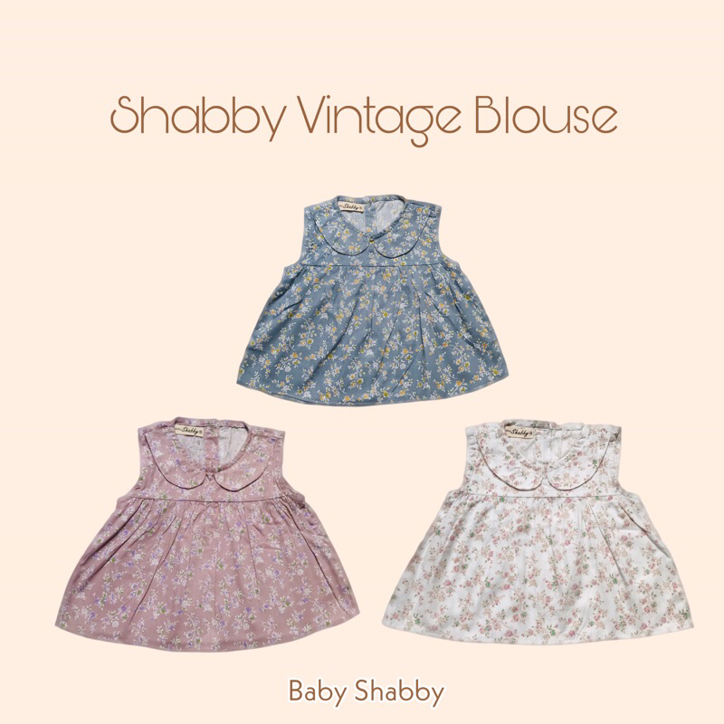 BABY SHABBY • SHABBY VINTAGE BLOUSE • Baju blouse anak perempuan motif bunga vintage atasan anak bay