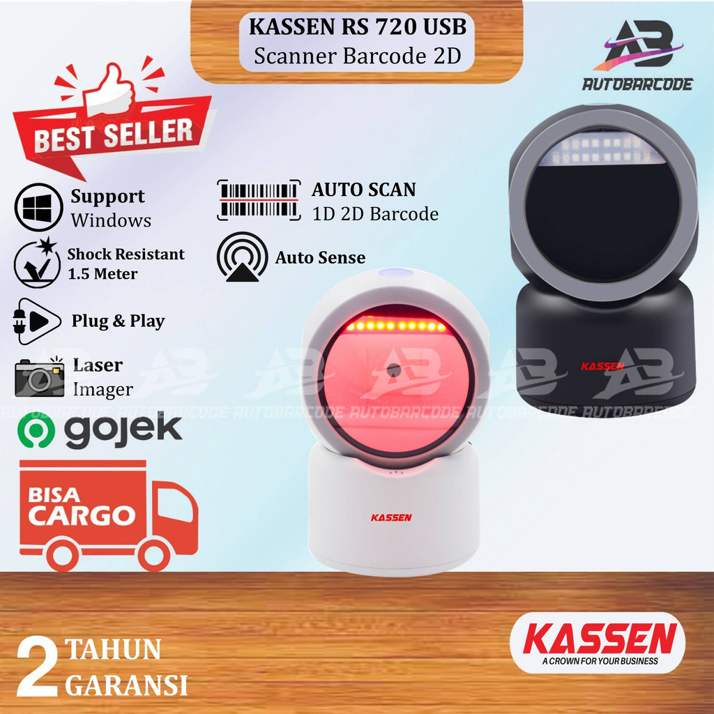 Kassen RS-720 Autoscan Scanner Barcode Dekstop QR Scan Resi OMNI Kassen KO-720 KO 720 / RS720 - KO720