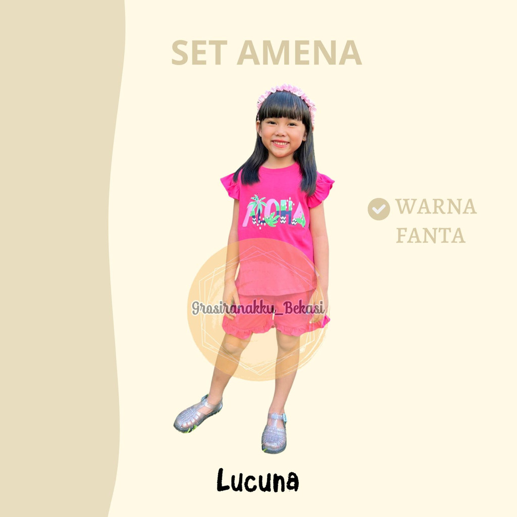 Setelan Anak Cewek Amena Lucuna Warna Fanta Size 1-5 Thn