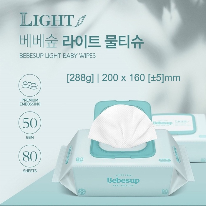 BEBESUP LIGHT BABY WIPES (80 SHEETS) - TISSUE/TISU BASAH BAYI