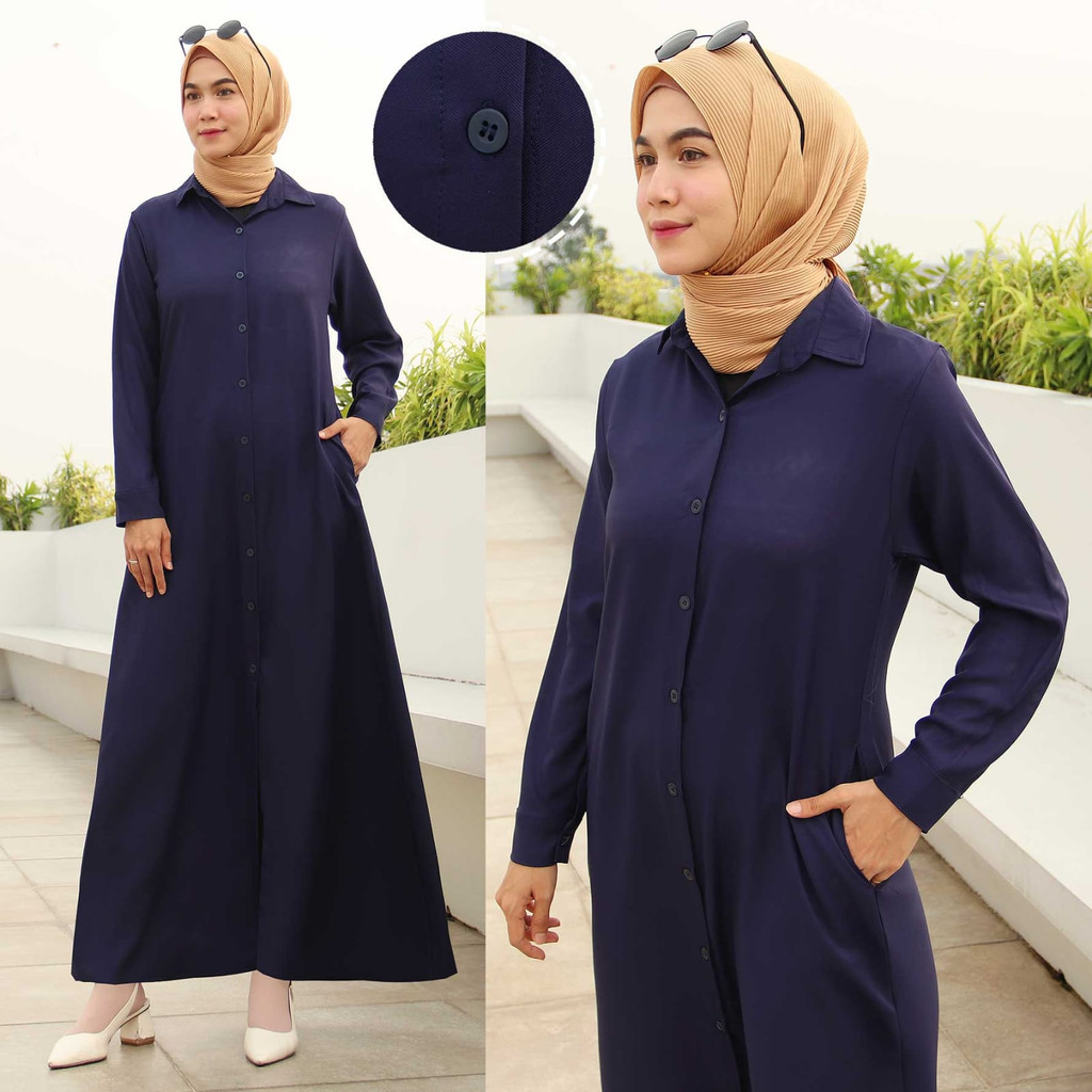 GAMIS DRESS WANITA KEKINIAN FULL KANCING