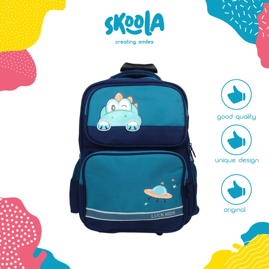 Skoola Tas Sekolah Anak Laki - Laki SD Trolly Ransel Dinosaurus - Shiro