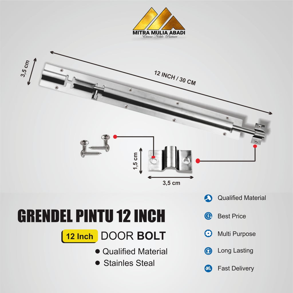 Grendel Slot Pintu Jendela 12 Inch/slot stainless 30 cm