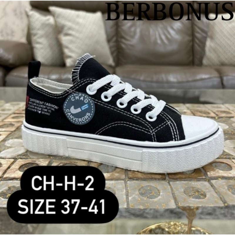 Sepatu SNEAKERS Sol Karet Lentur Bahan Kanvas Wanita Fashion 05