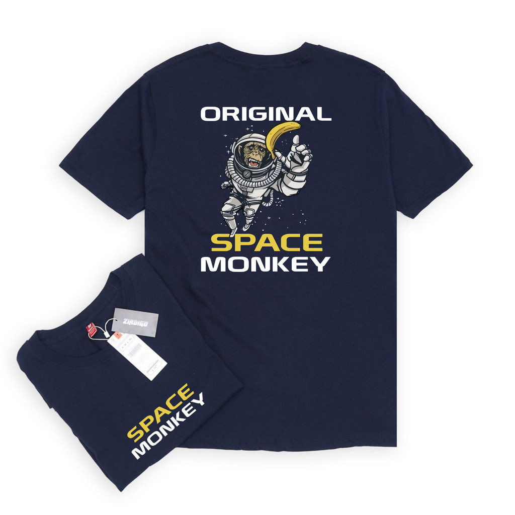 Zirdigo Kaos Distro Space Monky debe Lengan Pendek Print Quality Baju Pria