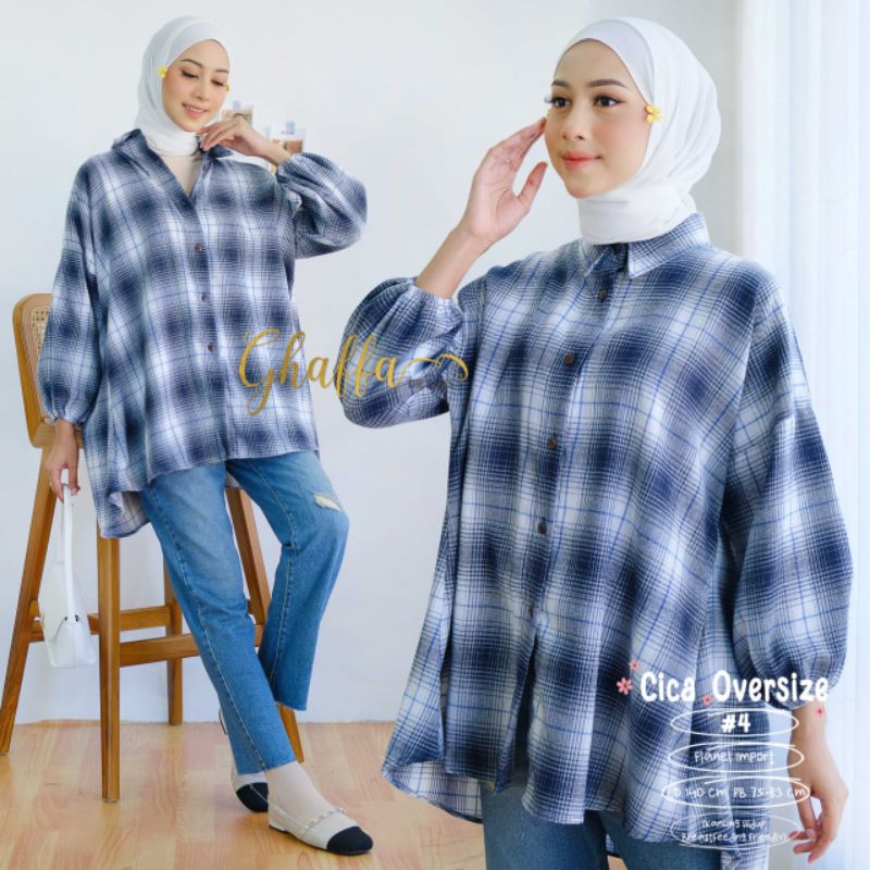 CICA OVERSIZE #4 BY GHAFFA THE LABEL / KEMEJA FLANEL WANITA / Atasan oversize jumbo muslimah