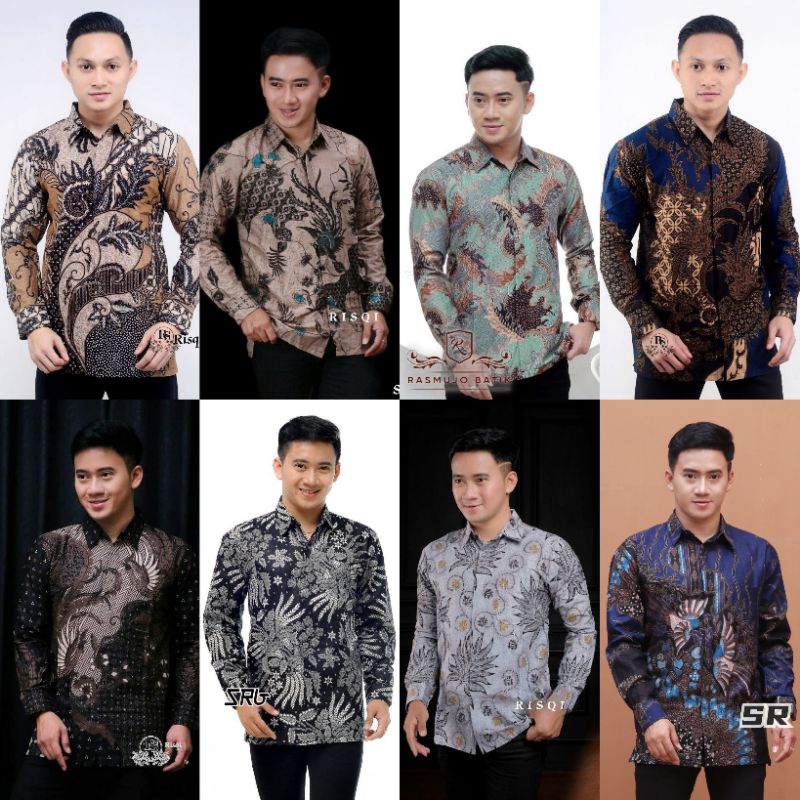 Batik Pria Lengan Panjang Premium BATIK AZMIL HRB026 motif KERATONAN Kode 002 size M L XL XXL