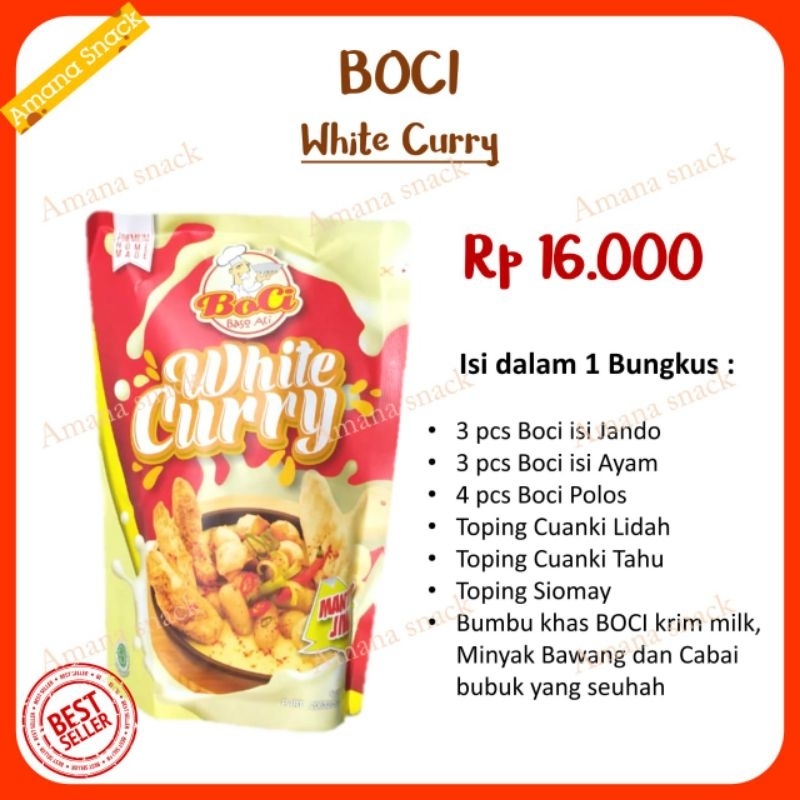 BOCI Baso aci mantap jiwa, Geprek, white curry, korean spicy  toping cuanki lidah tahu sukro cikur empod pedas siomay goreng  dan Cuanki boci