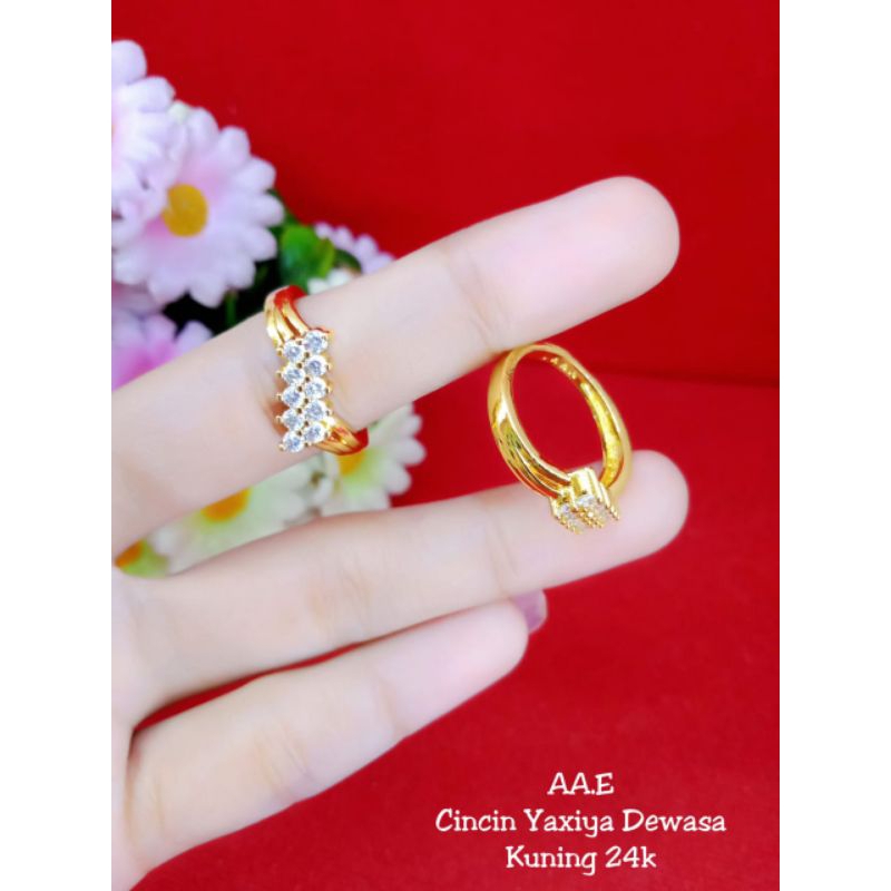 cincin anggur panjang lapis emas 24k