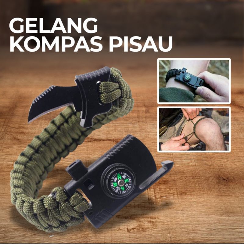 Gelang kompas pisau survival / gelang paracord