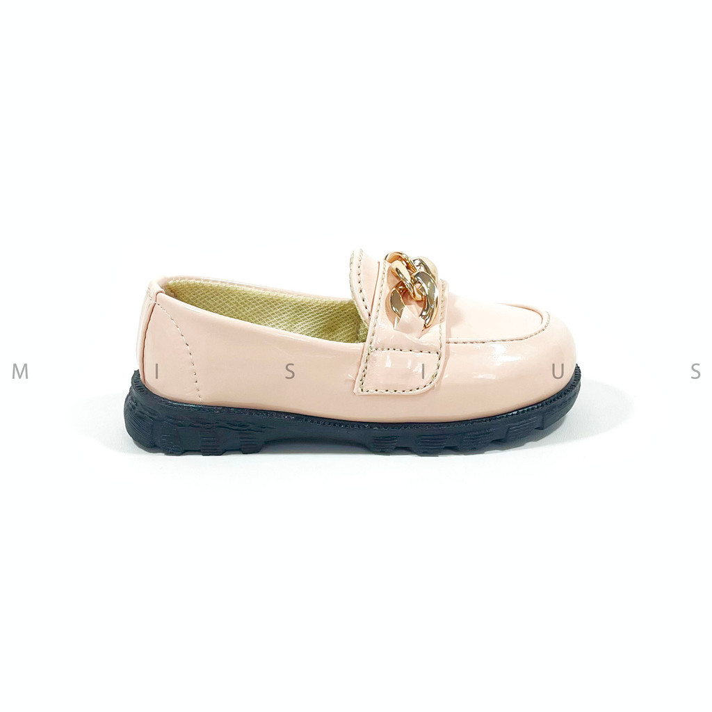 Misius JISO Sepatu Anak Perempuan Slip On Loafers Variasi Rantai