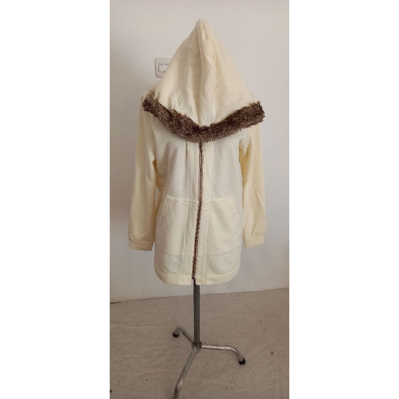 Broken White Hoodie Fur Jacket by Axes Femme