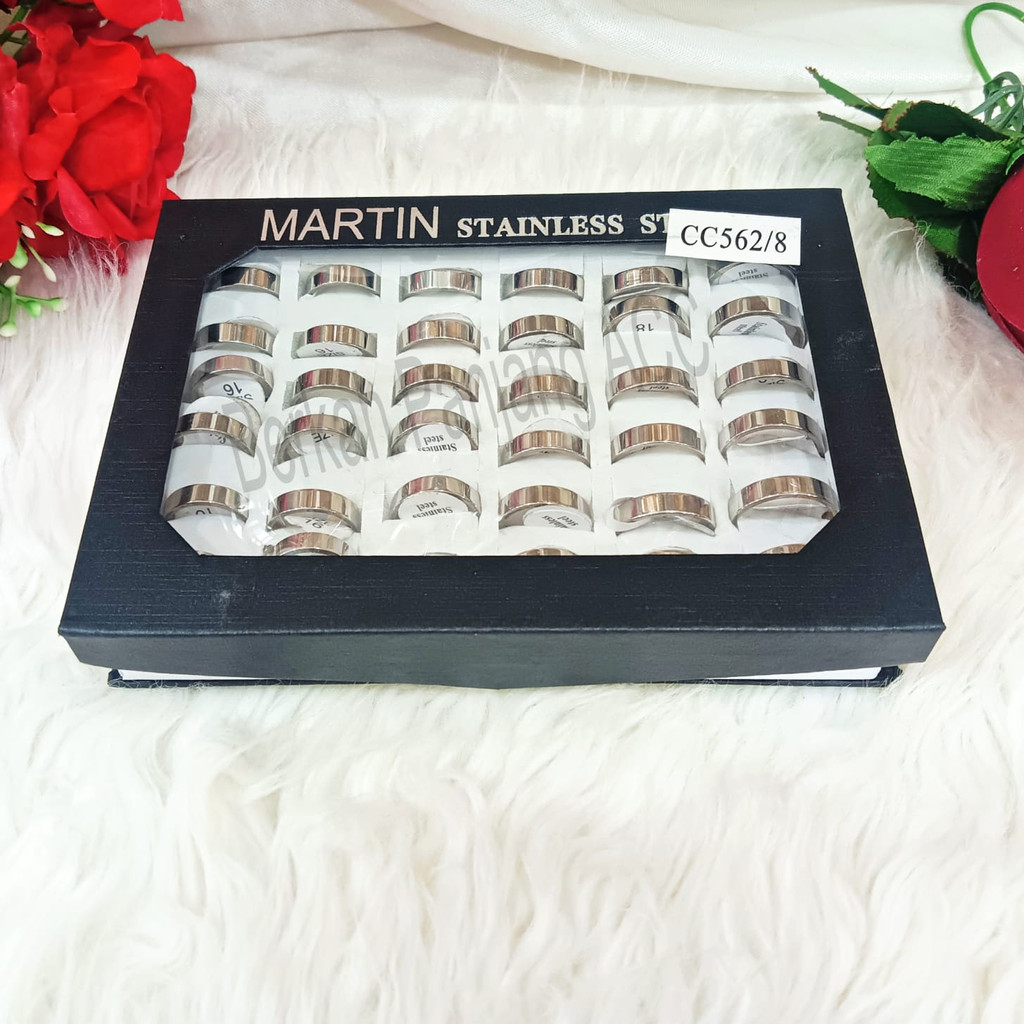 Cincin Box Titanium Stainless steel Isi 36 PCS Anti Karat Anti Luntur