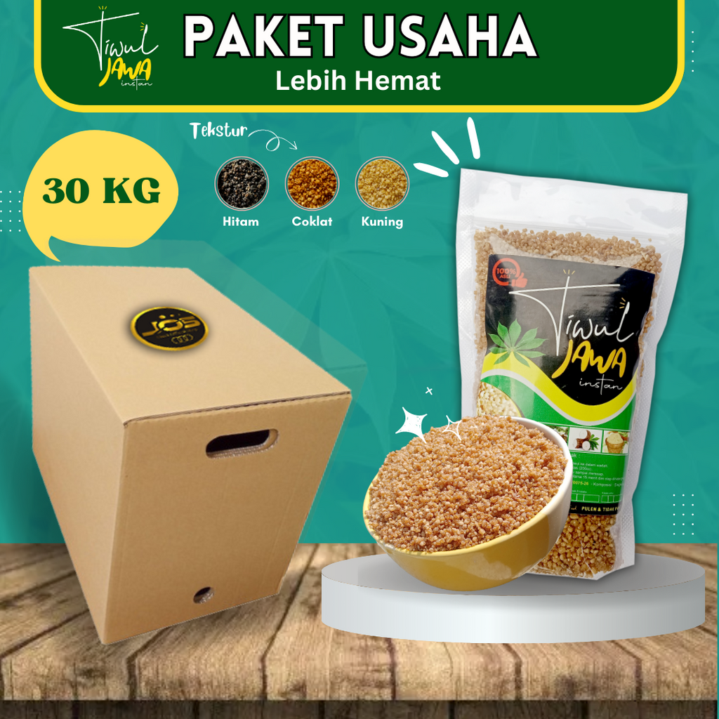 

Tiwul Instan 30 kg Pulen Tidak Pahit 100% Premium