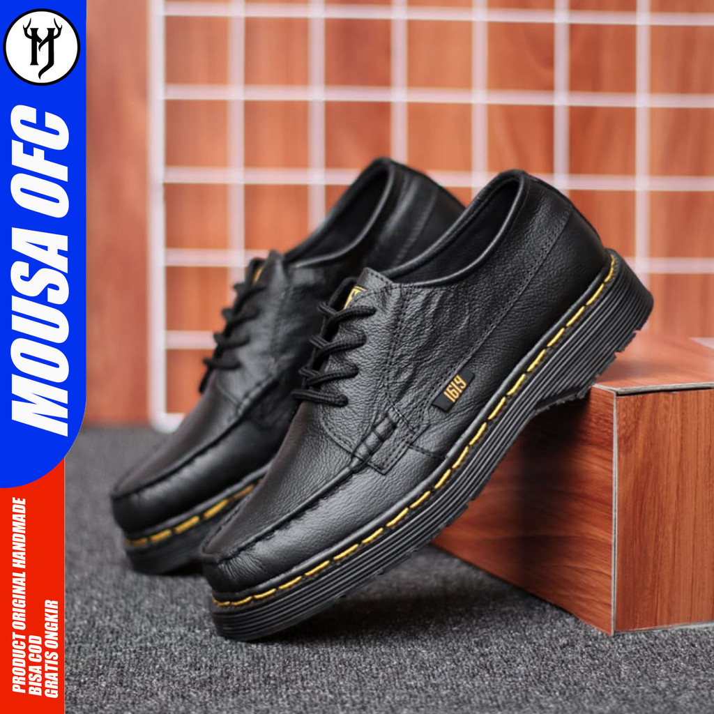 MOUSA Sepatu Docmart Pria Boots Casual Hitam Kulit Asli Original Kiboy