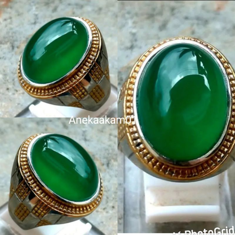 Cincin Batu Akik Ijo Garut model tanam Top Quality