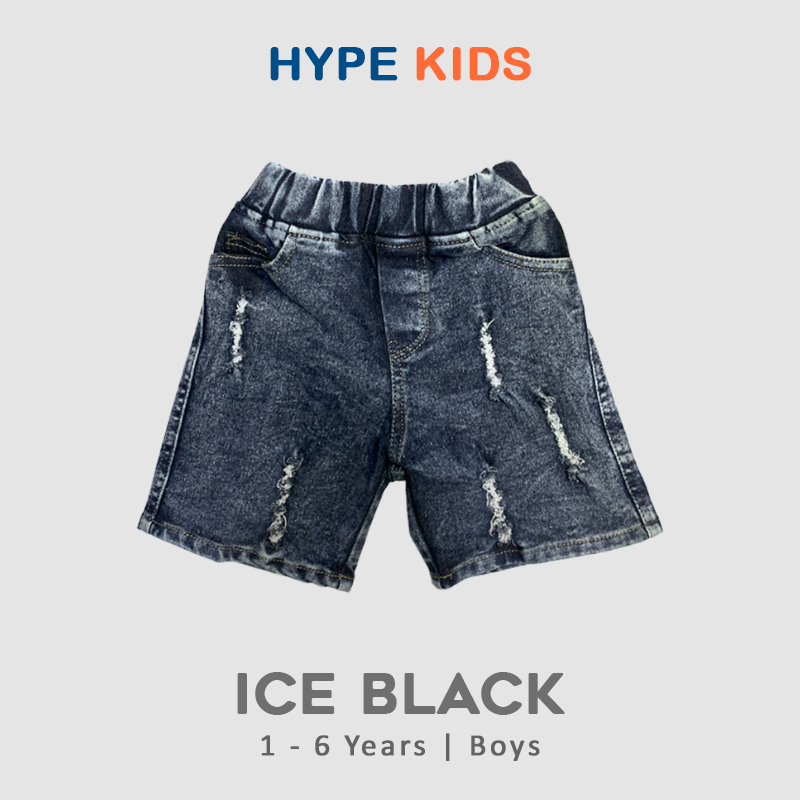 Hypekids Ice Black - Celana Pendek Anak Black Jeans Usia 1 - 6 Tahun Laki-Laki