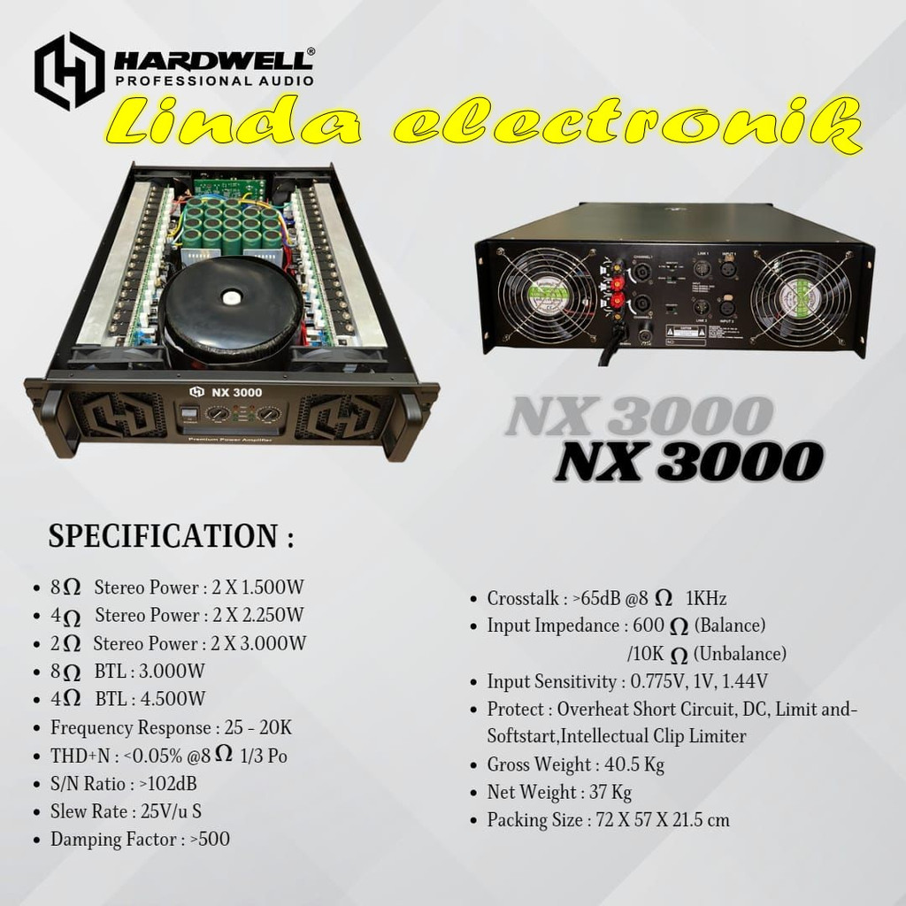 power amplifer hardwell nx3000 / nx 3000 3000 watt original