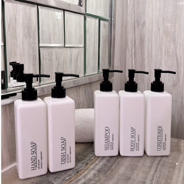 BOTOL KOTAK 500ML STIKER KOTAK PUMP LUXURY . aesthetic bottle refill soap dispenser organizer tempat sabun cair estetik hand soap liquid