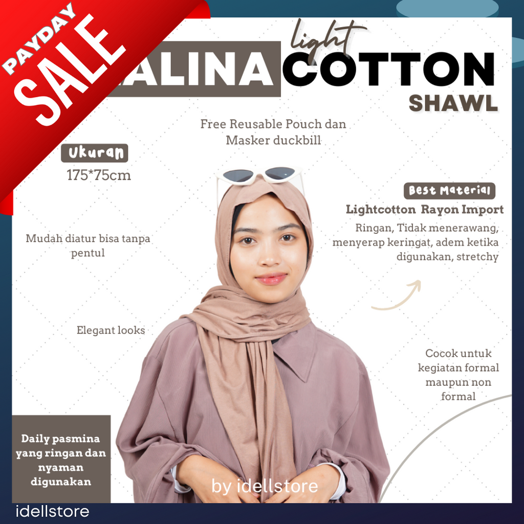 [BUY 1 GET 1] 11-15 November 2023 • Zalina Lightcotton Shawl Pasmina Katun Ringan Adem Rayon Premium Jersey Nyaman