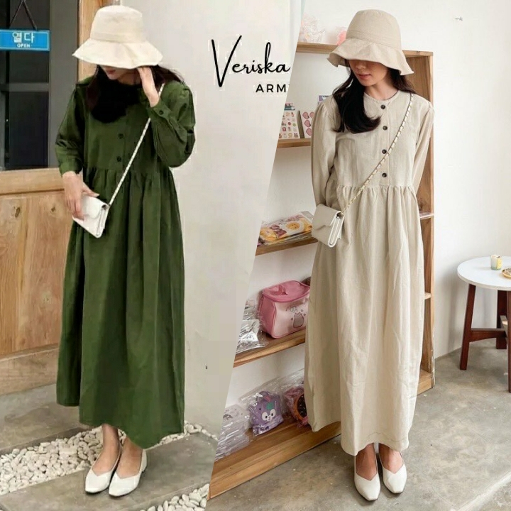 VERISKA KASUAL COTTON DRESS BIG SIZE KOREAN STYLE  JUMBO L-XL-XXL-XXXL-XXXXL