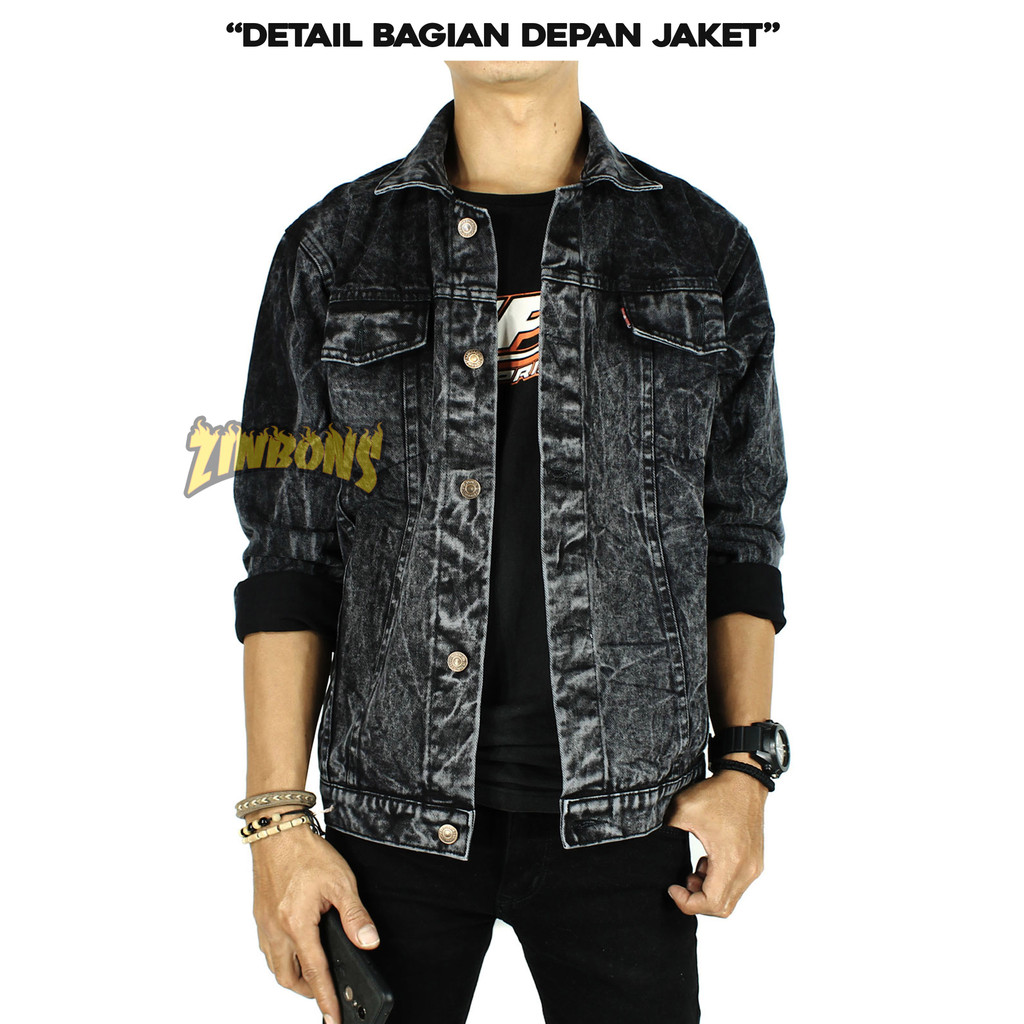 Zinbons Denim Jacket Black Stone - Jaket Jeans Pria Best Quality