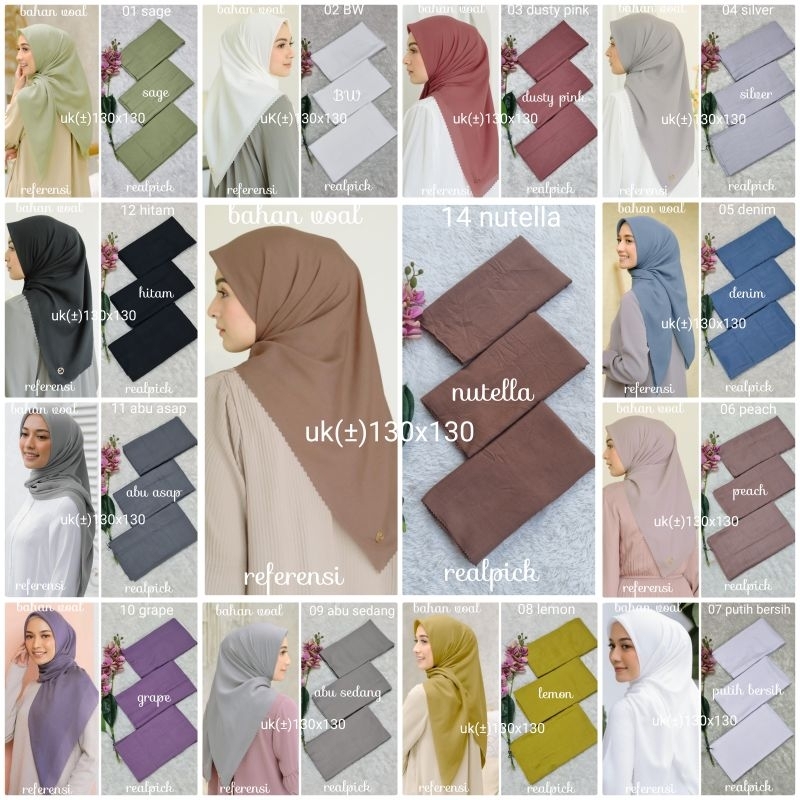 jilbab voal polos  LC jumbo 130x130 grosir dan eceran terbaru jilbab voal