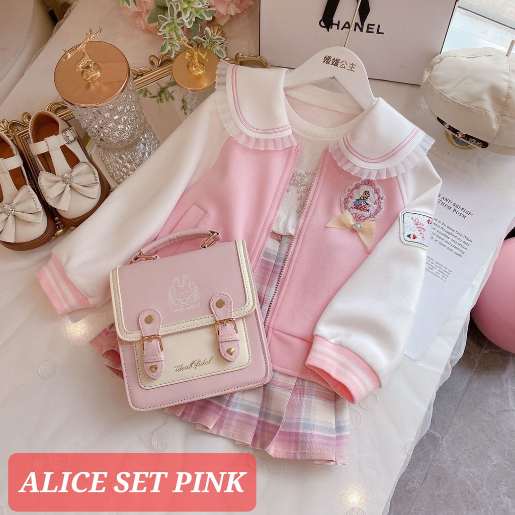 BAJUKIDDIE ALICE SET BAJU SETELAN FASHION ANAK REMAJA CEWEK ALA KOREA JEPANG IMPORT