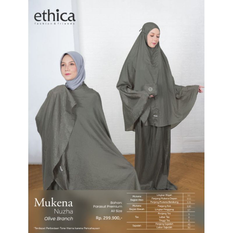 Ethica Mukena Nuzha (Black, Muted Clay, Lavender, Mocca, Navy, Olive Branch, Pale Mauve)