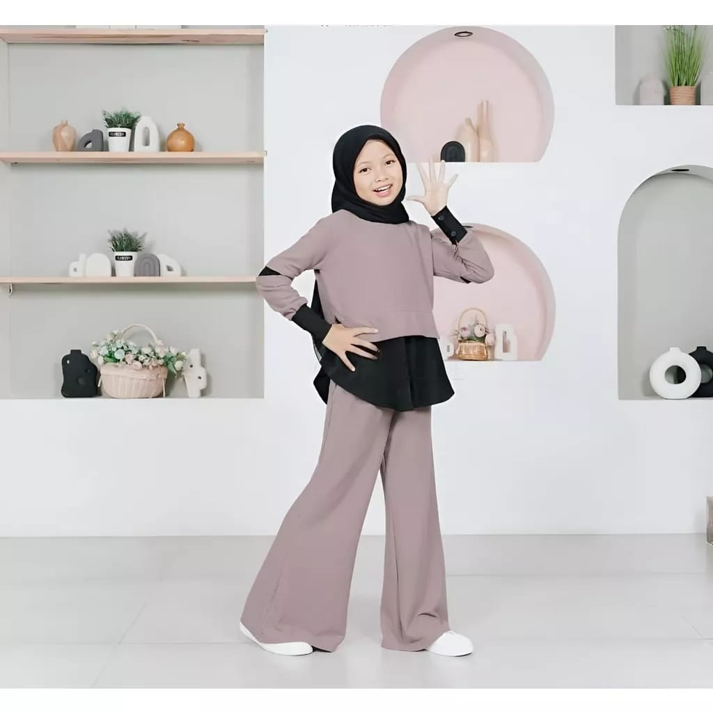 Thyra Set Kids Stelan Anak Perempuan Setelan Anak Perempuan Crinkle Airflow