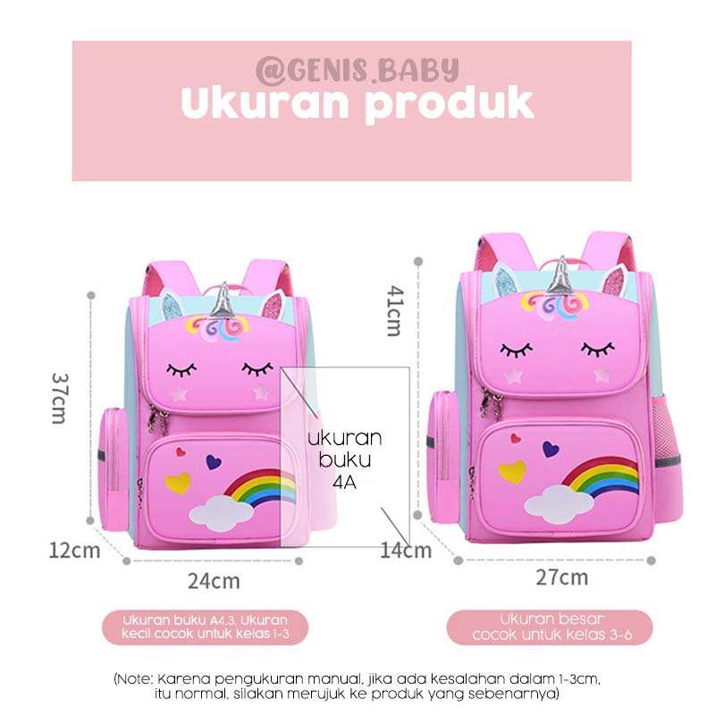 Tas Ransel Unicorn ANTI AIR Anak Perempuan BackPack Waterproof karakter UNICORN Kado ultah anak Super cute Anak Sekolah SD SMP Perempuan