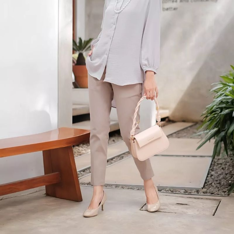 Basic Ankle Pants Celana Kerja Wanita Kantor Formal Casual Kekinian Katun Twill Combat Melar Bigsize Jumbo