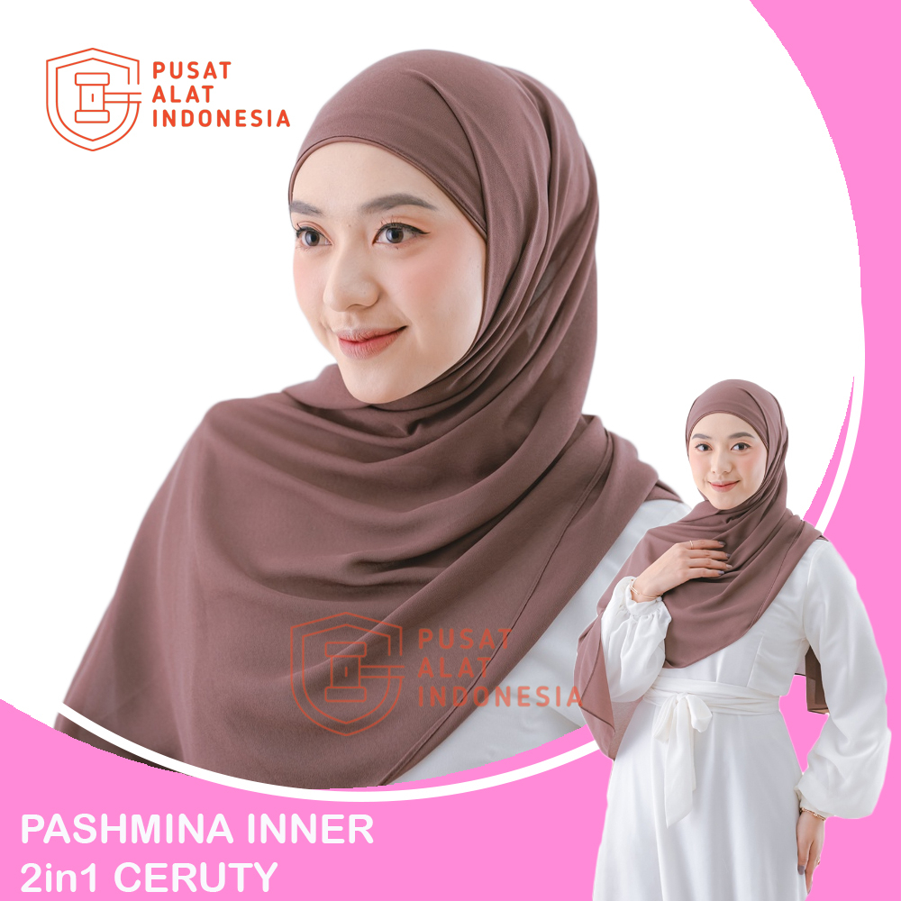 Pashmina Inner 2in1 Ceruty Babydoll 180cm X 75cm Sr306