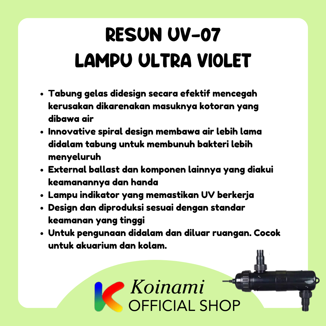 RESUN UV-07 11watt / lampu ultra violet / alegae / lumut / air / kolam ikan koi penjernih aquarium