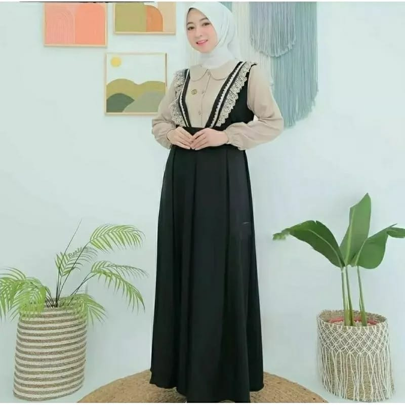 Mona Dress Wanita Gamis Dewasa Crinkle Airflow Gaun Pesta Baju Wanita jumbo Gamis Kekinian Busui Friendly