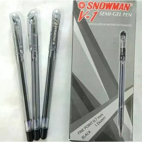

Snowman Pulpen / Bollpoin / Bulpoin / Pulpen tipe V1 warna Hitam 1 box isi 12pc