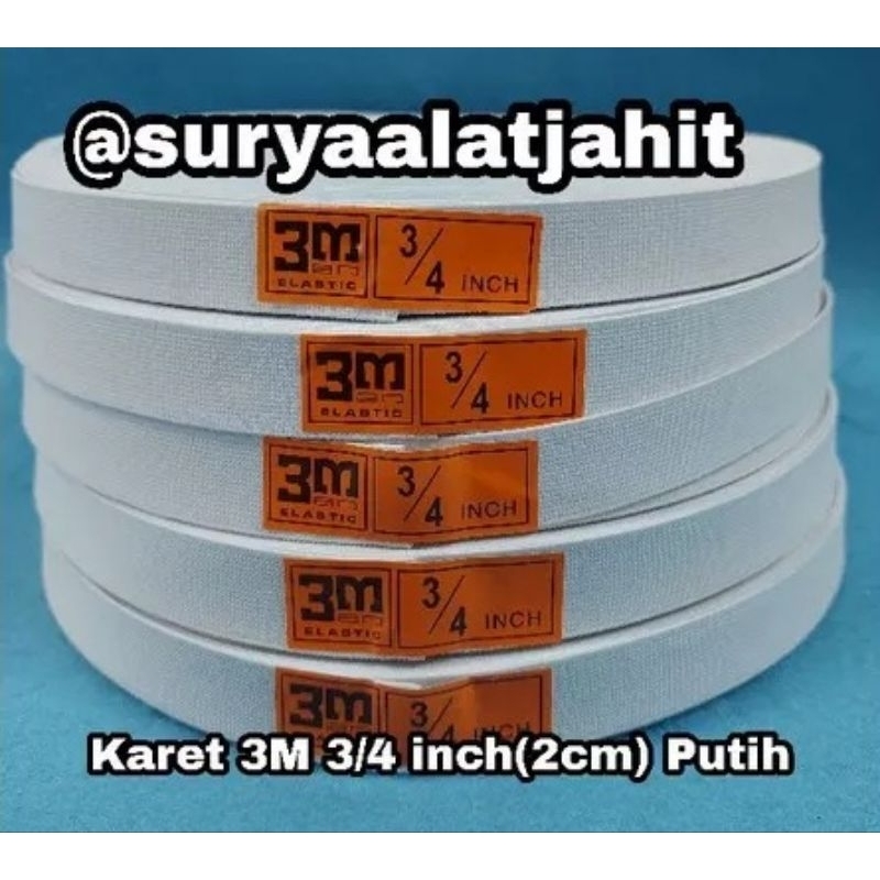 Karet 3Man 3/4in/2cm @36Y Putih terbagus =rp.81.000/1Rol