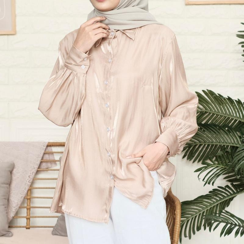 AFI - EC - ⭐️ PREMIUM SHIMMER ⭐️ Feeza JUMBO XXL SHIMMER Top / Kemeja Wanita ( Semi Transparant ) Korean Style