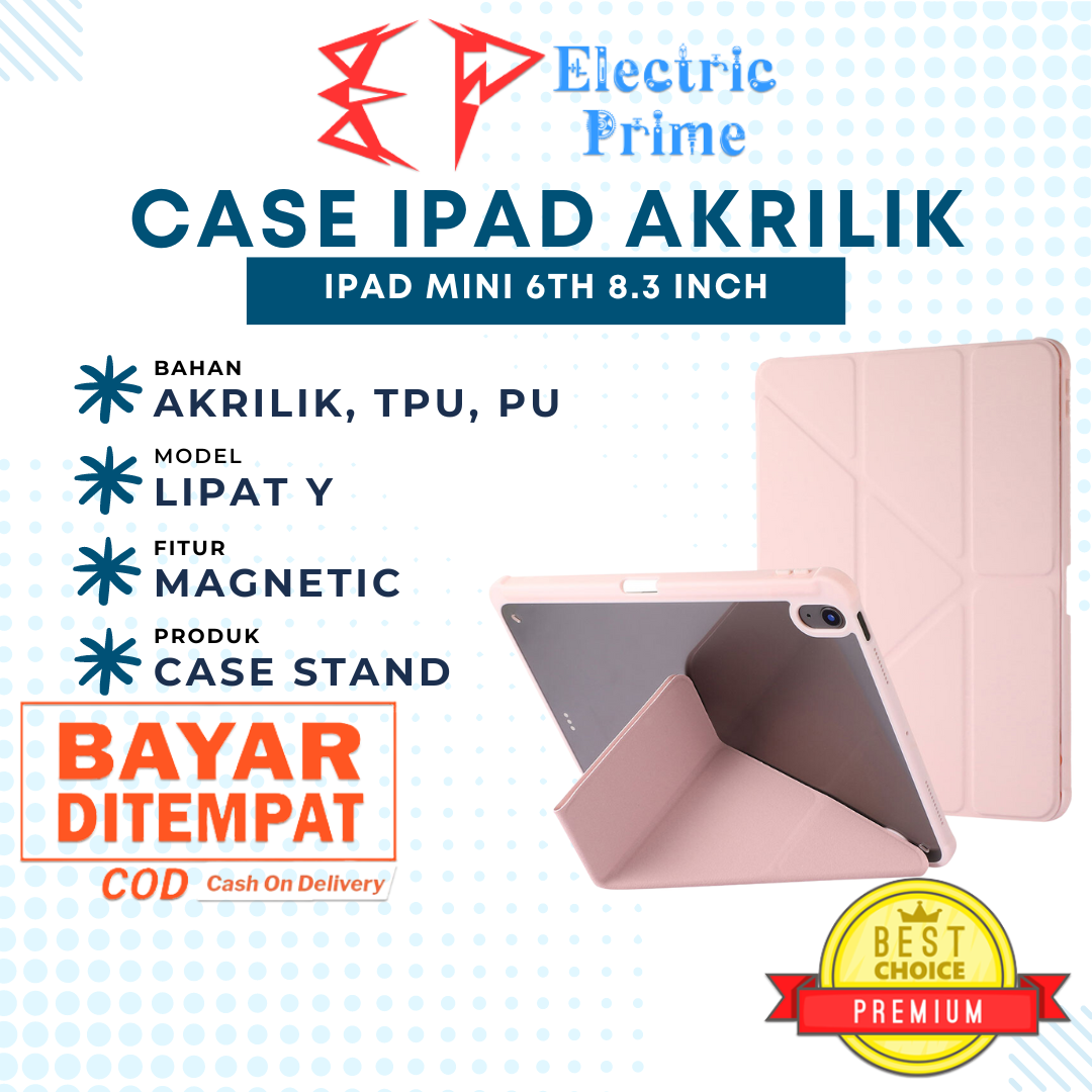 Case Akrilik Stand Folio For iPad MinI 6th Generation 8.3 inch Magic Flip Cover Tablet Auto Sleep Casing Soft TPU Pen Slot