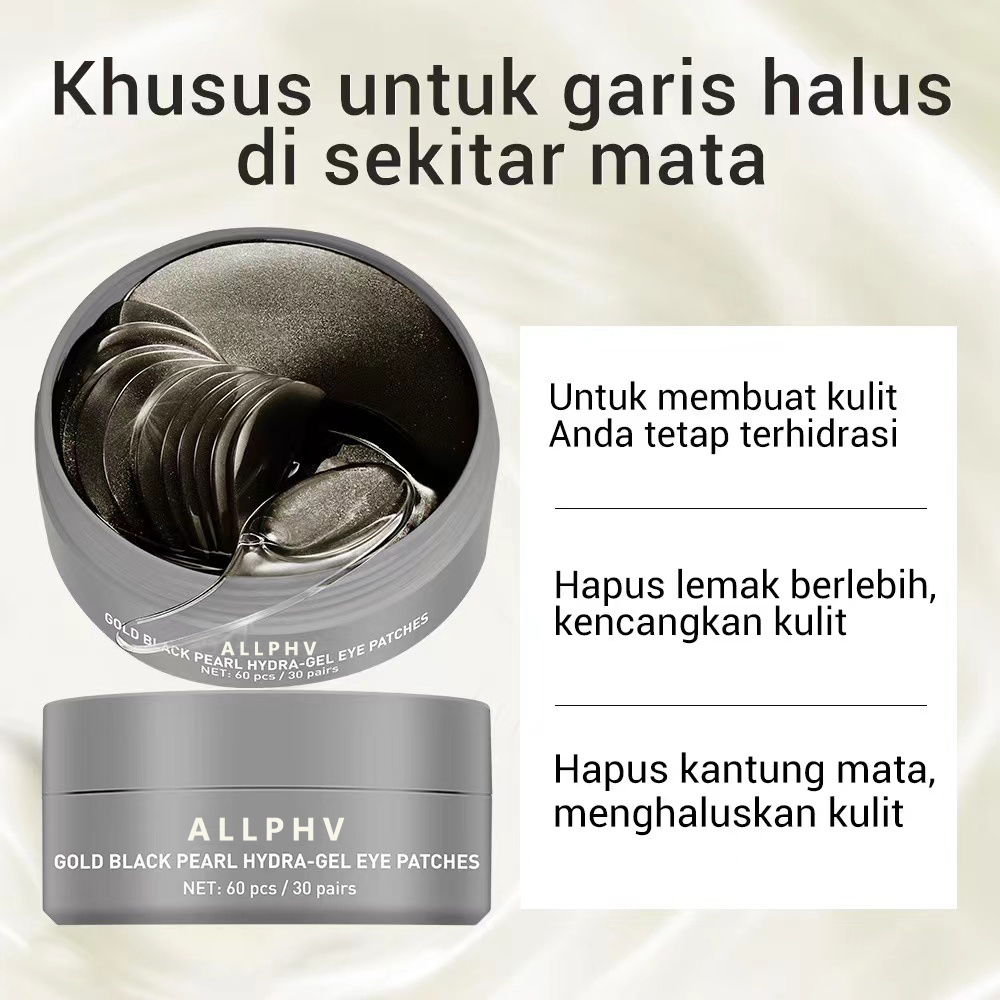 【asli】ALLPHV-Black-Pearl-Hydra-Gel-Eye-Patches-Mask-Masker-Mata-Anti-Aging-Melembabkan-Anti-kerut-Hapus-Kantung-Mata-Perawatan-Mata-Perawatan-kulit-(60-pcs-30-pairs)